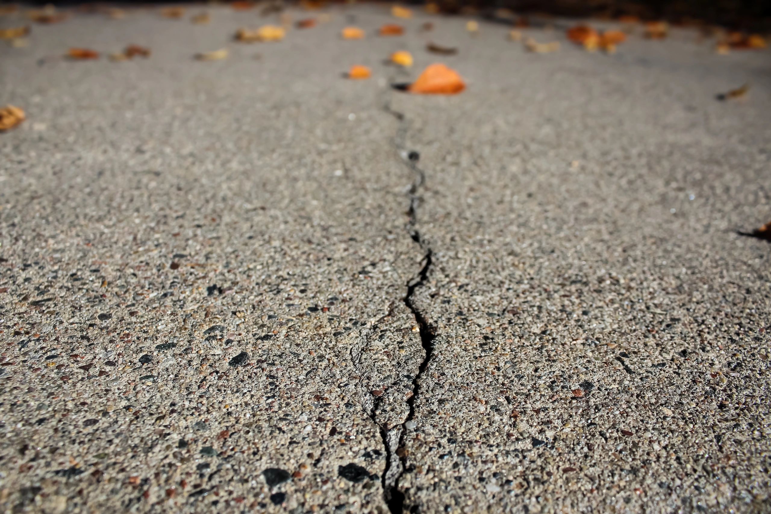 Close-up of a crack in concrete surface